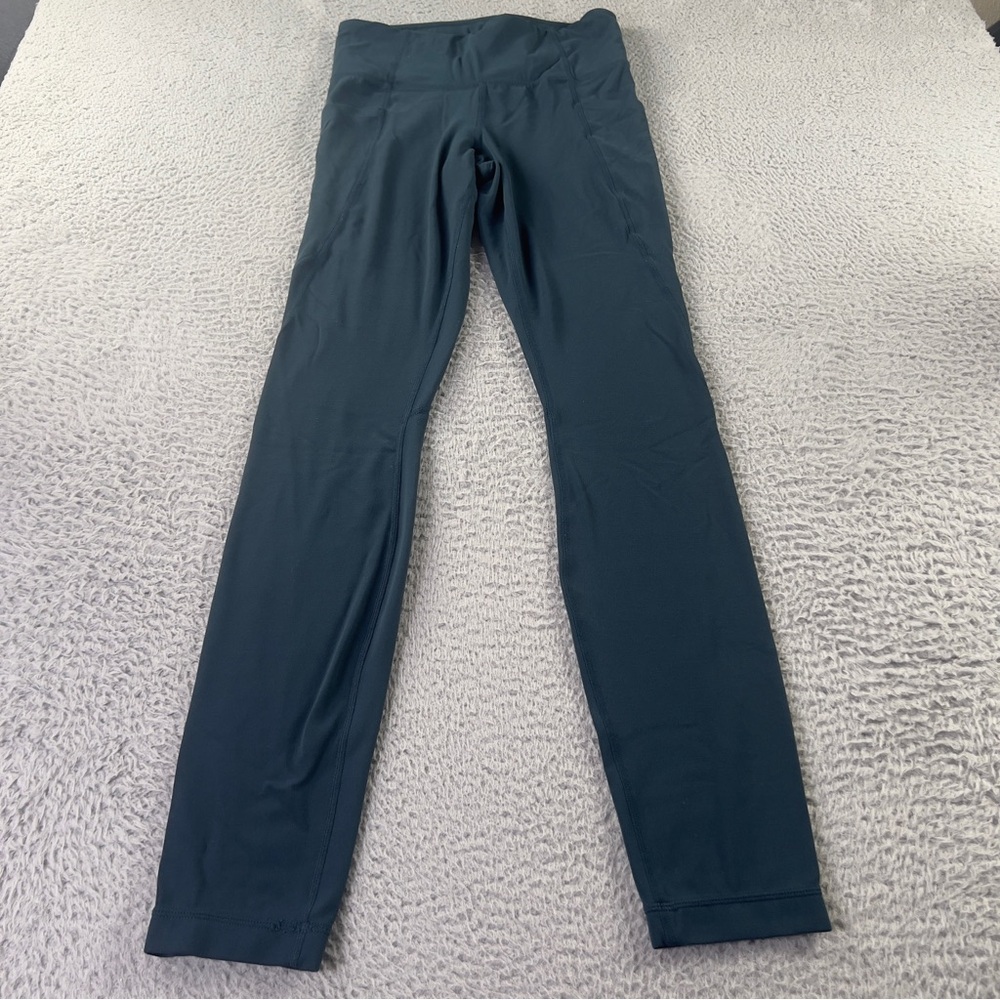 Athleta Salutation Stash Pocket Tight Leggings Womens Small Tall Blue Athletic